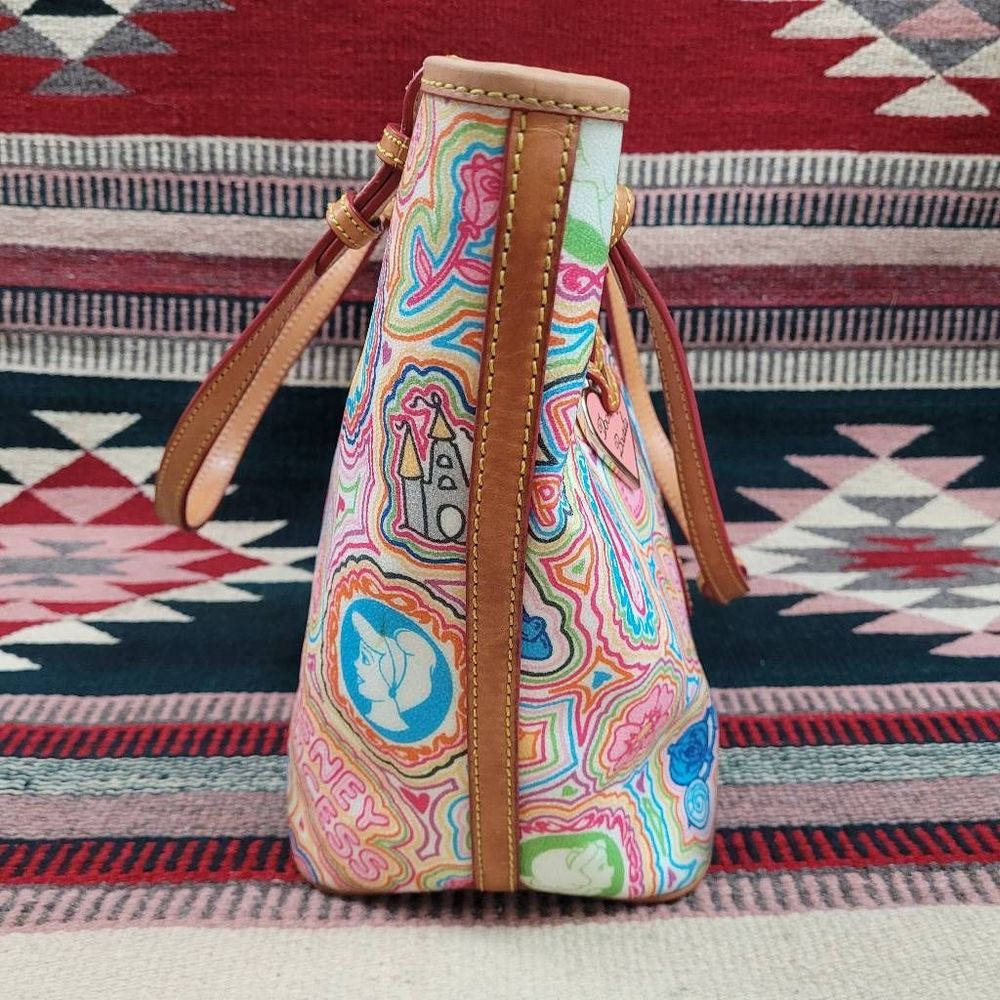 Dooney & Bourke Disney Pop Princess Tote Purse Colorful Coated Canvas Leather - Picture 4 of 12